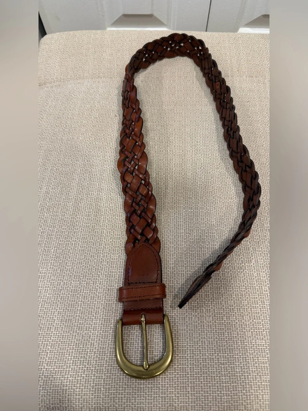 Express Vintage Woven Braided Leather Belt Brown Women’s Size Small